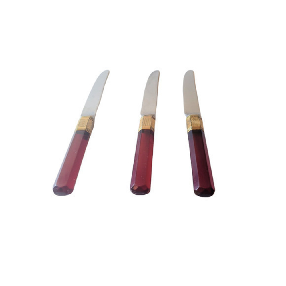 Vintage Prisma Laslo For Mikasa Made‎ in Japan 3 Opaque Handles Knives